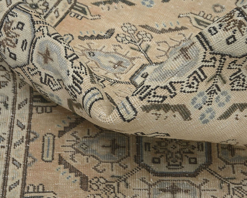 3x5 Vintage Brown Persian Style Hand Knotted Low Pile Wool Area Rug